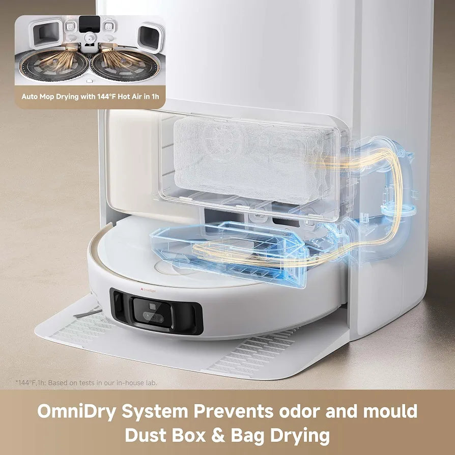 Mova V50 Ultra Complete Robot Vacuum Cleaner and Mop, 24,000 Pa Suction, Lifting Navigation with Overcoming Obstacles and Hot Water Mop with DuoSolution System Designed for