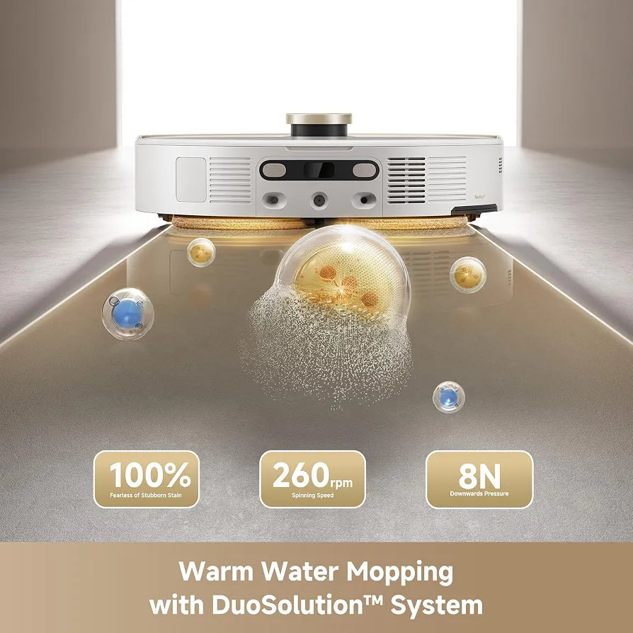 Mova V50 Ultra Complete Robot Vacuum Cleaner and Mop, 24,000 Pa Suction, Lifting Navigation with Overcoming Obstacles and Hot Water Mop with DuoSolution System Designed for